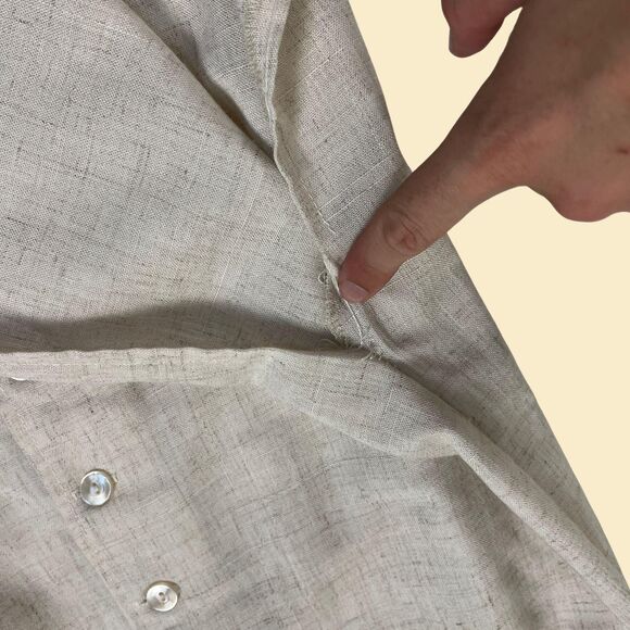 Vintage 70s linen skirt, Hy-Lee 26.5" waist button down tan/beige midi skirt - Picture 4 of 8